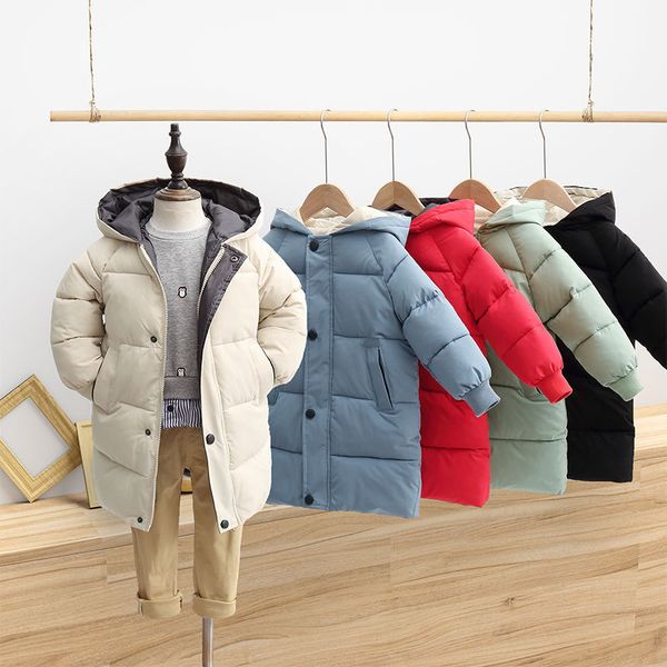 

children's down coat winter teenage baby boys girls cotton-padded parka & coats thicken warm long jackets toddler kids outerwear 200921, Blue;gray