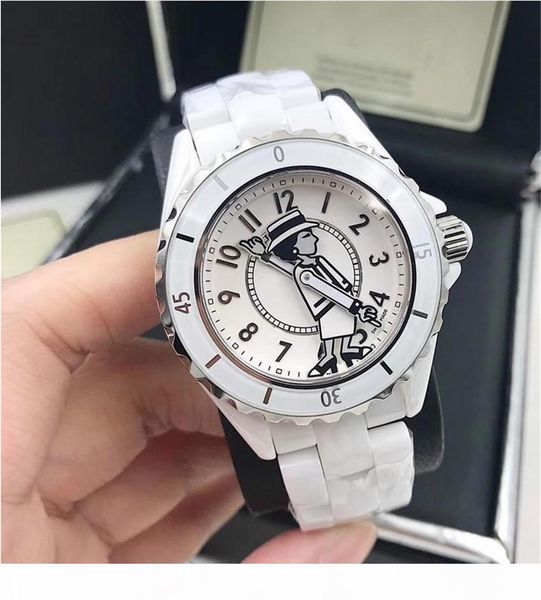 

new lady white black ceramic sapphire glass mirror watches quartz fashion exquisite women watches wristwatches, Slivery;brown
