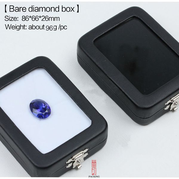 6 pz/lotto scatola di pietre preziose scatola di diamanti rettangolare in pelle nera la scatola di visualizzazione gemma il cuscino reversibile in bianco e nero MX200810