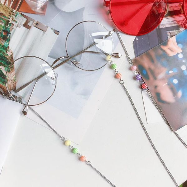 

2020 chic summer stainless steel eyeglasses chain candy-colored cute sunglasses chain cool sunglasses cord lanyards accessories, Silver