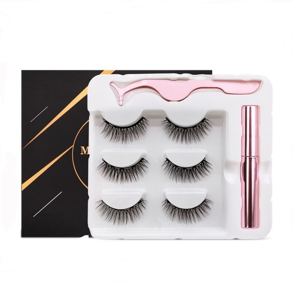 

new 3 pairs false eyelashes with magnetic eyeliner magnetic eyelashes and eyeliner set 5 magnet natural long magnetic for make up