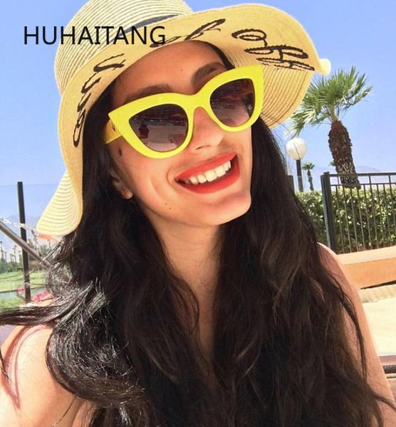 

huhaitangnew style occident fashion sunglassesbig cat vintage eye sunglasses female colorful candy color glasses, White;black