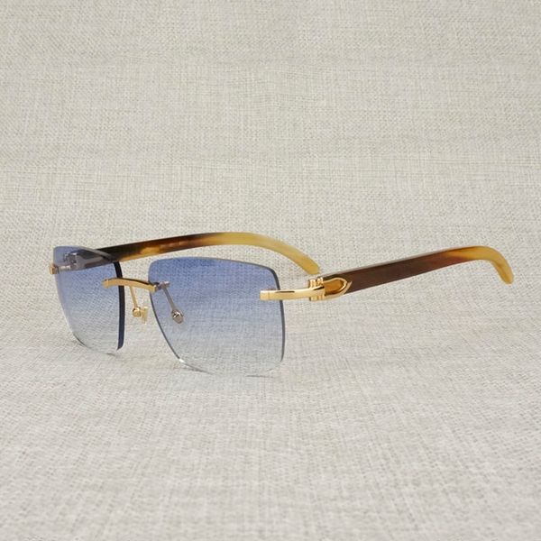 

natural horn sunglasses men rimless square eyeglasses women accessorie metal frame shades for outdoor oculos gafas b, White;black