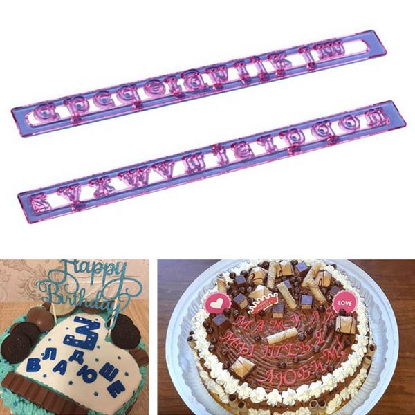 

kitchen gadgets 2pcs/set plastic english letters portable alphabets fondant molds cake dessert decoration