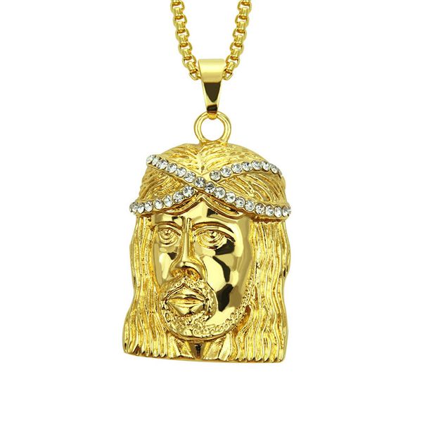 

new mens fashion jesus piece chain pendant necklaces rock rap hip hop gold plated bling jewelry, Silver