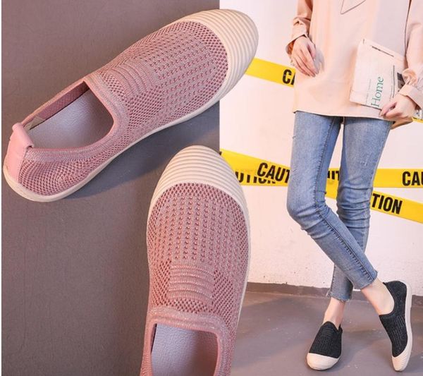 

fashion women's breathable mesh casual shoes fashion flats shoes women slip-on loafers, Black