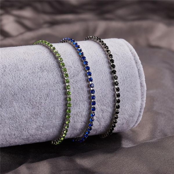 

2mm cubic zirconia women jewelry 10-24cm wedding gift couple tennis cz bling bracelet iced out style, Black