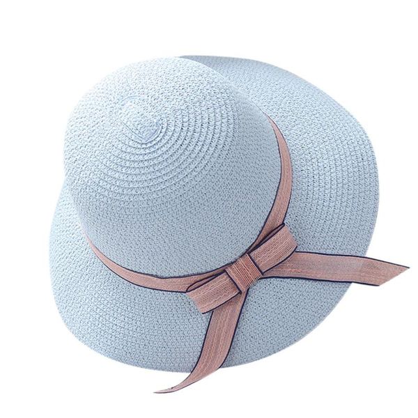 

2020 summer casual cute bow parent-child cap breathable blue wide brim women cap comfortable outing solid color female hat, Blue;gray