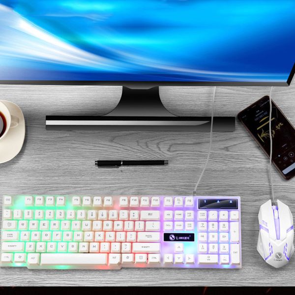 

Manipulator feel, wired USB keyboard and mouse set, backlit gaming keyboard and mouse set, suitable for laptop desktop