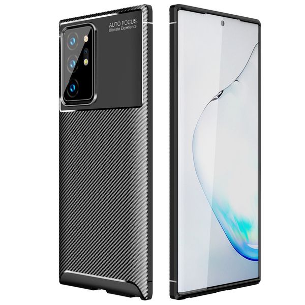 caso da fibra de carbono à prova de choque Capa Slim Fit suave TPU Gel Para Samsung Galaxy Note 20 Ultra S20 Além disso S10 S10E Nota 10+ Nota 9 8 S9 S8 Além disso,