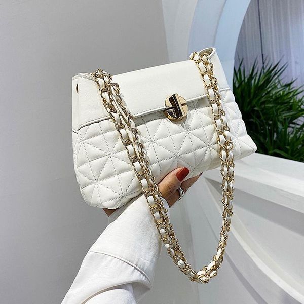 

embroidery thread plaid women shoulder bag design lock women's handbag chain crossbody bags for women solid underarm women's bag
