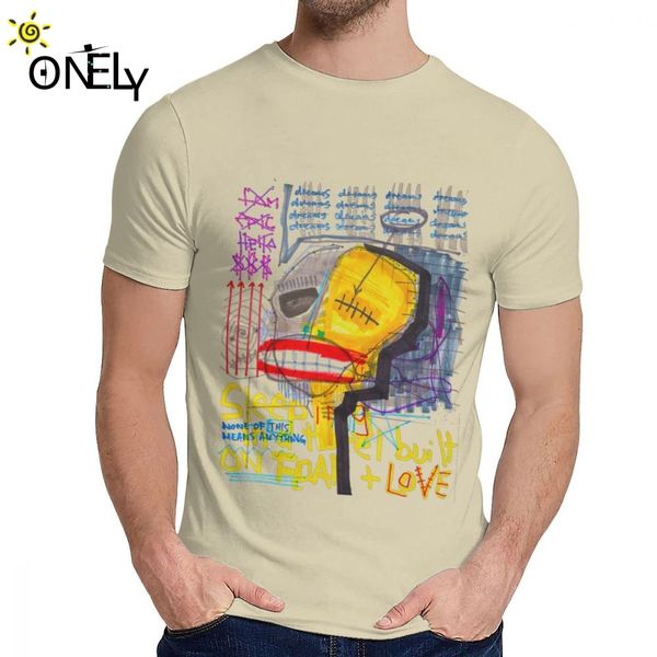 

jean michel basquiat sleeping in a l built on fear t shirt casual o-neck popular men's vintage great big size tee shirt