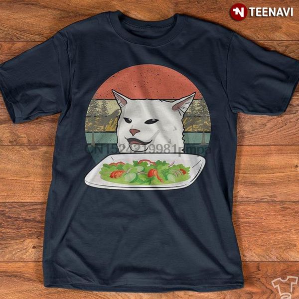

men t shirt white cat with salad smudge women tshirts