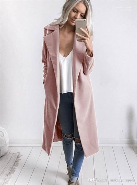 

outwear fashion cardigan lapel neck wool coats spring autumn casual women clothing designer womens winter coat slim solid color women long, Black