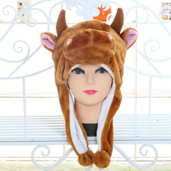 

gifts kids cartoon hat adults animal performance props plush soft cute funny costume cap, Blue;gray