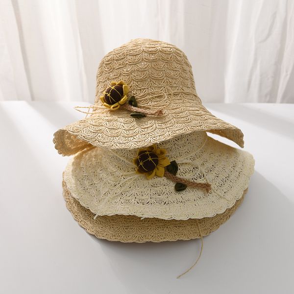 

wide brim hats style flower straw hat female summer folding big sun, Blue;gray