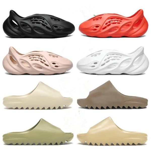 

2020 kanye west slipper men women bone earth brown desert sand slide resin stylist shoes sandals triple black foam runner size 5-11