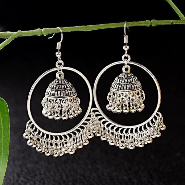 

таиланд серьга bells кисточки мотаться серьги для женщин boho металла jhumka jhumki хиппи tribal афганские ювелирных изделия, Silver