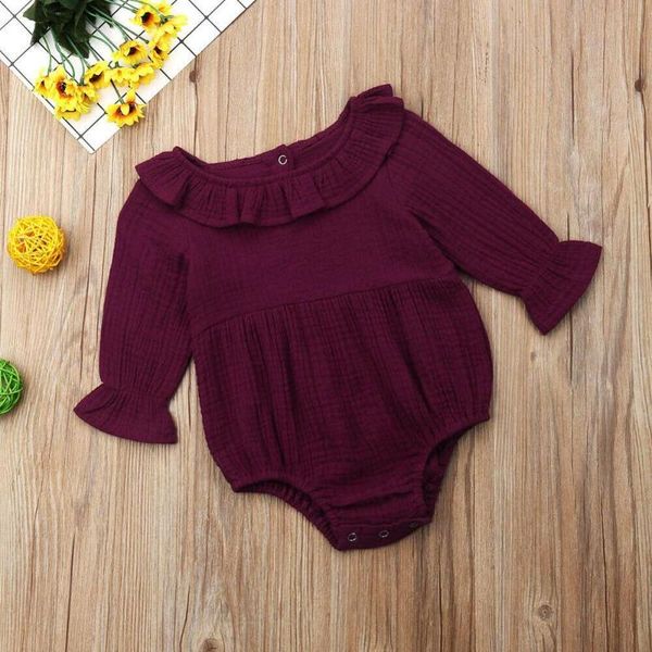 

new arrivals 2020 infant newborn baby girls romper summer cotton long puff sleeve lace solid jumpsuits clothes outfits 0-24m, Blue