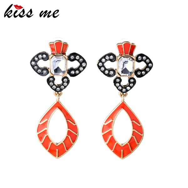 

dangle & chandelier unique modern women vintage hollow out enamel inlay crystal pendant earrings factory wholesale, Silver