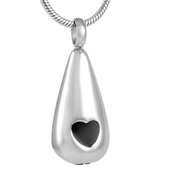

ijd8655 stainless steel cremation teardrop crystal heart keepsake pendant for ashes urn memorial souvenir necklace women jewelry, Silver