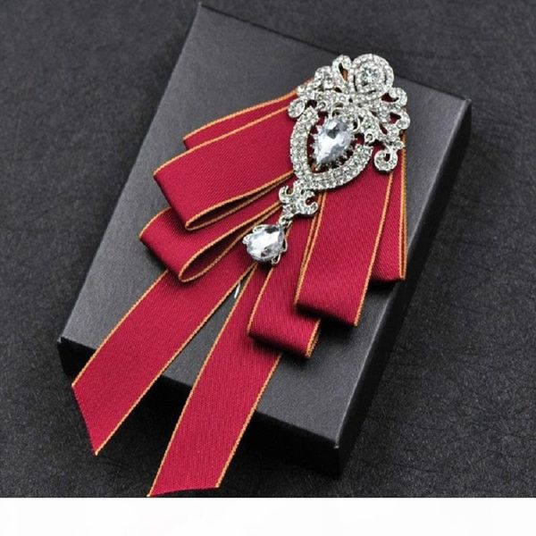 

high-end crystal men's brooch bow tie pocket cloth suit neckties groom man gown men gift korean fashion multi-layer bowtie, Blue;purple