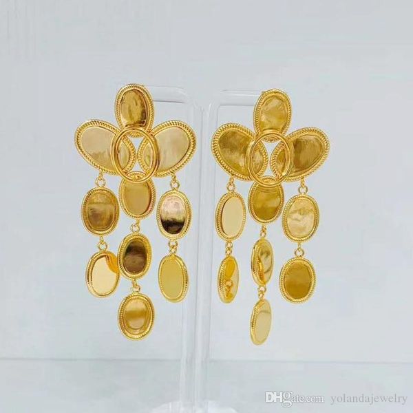 

unique fashion women earrings for party wedding yellow gold plated long tassels earring for girls women nice gift, Golden;silver