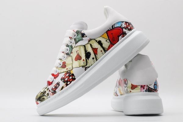 

graffiti men oversized designer shoes luxury women famous shoes party paris designer sneakers with wide painted soles l26, Black