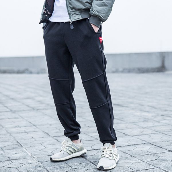

spring street casual pants loose leggings men's trendy student tooling sports jogging pants tapered cloth pants, Black