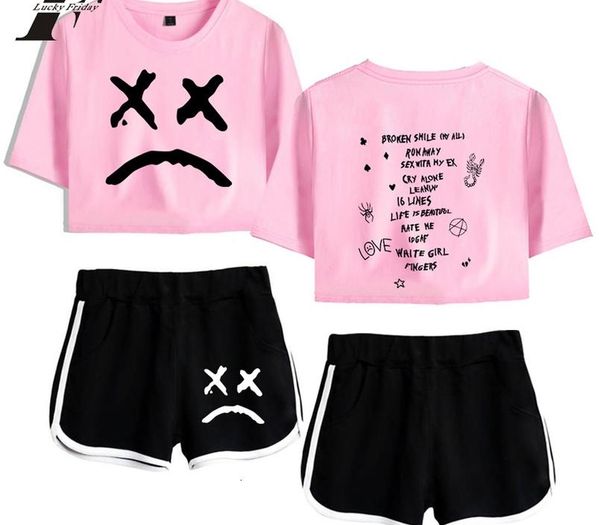 

lil peep k-pops women two piece set shorts and t-shirts clothes 2019 k-pops sets plus size xxl, Gray
