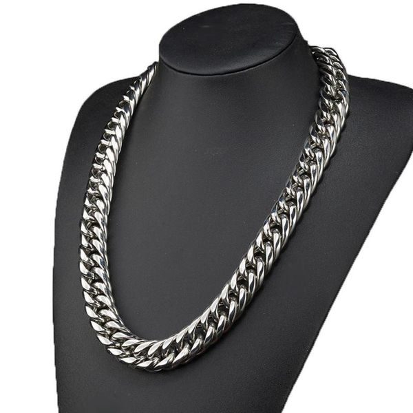 

high polished 316l stainless steel silver color round cuban curb chain mens womens bracelet bangle trendy jewelry 20mm wide