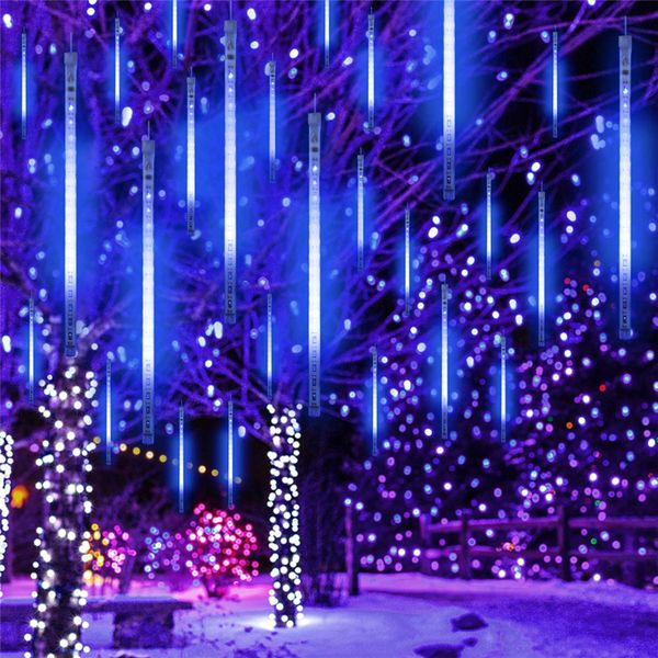 

jml 8шт 30см meteor rain синий светов пробки 144 led светлый падающий струнный лампы decor сша штепсельной вилки 110v