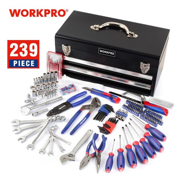 

workpro 239pc tool set home repairing tool set mechanic kits metal box