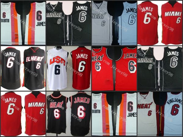 

miami heat men #6 lebron ja mes all black nba with orange fashion jerseys