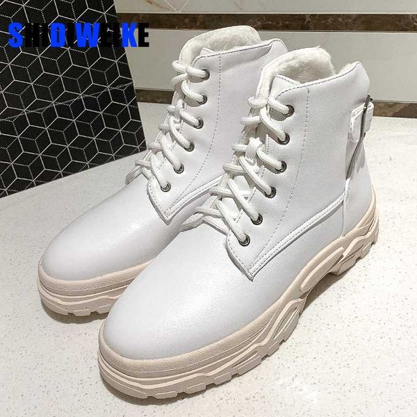 

2020 women warm ankle boots new fashion thick sole casual shoes women winter shoes short pu leather footwear size 34-43, Black