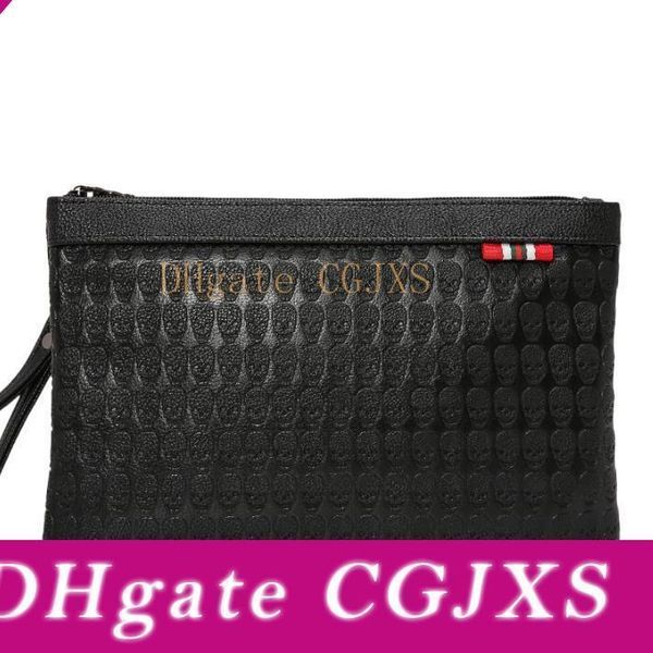 

factory wholesale men handbag street fashion ghost punk hand clutch bag fashion embossed leather bag multifunctional leather storage wallet