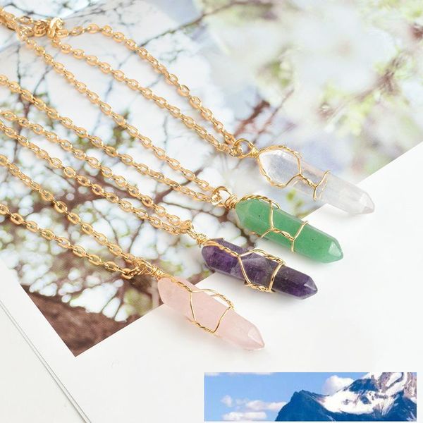 

bullet and crystal necklaces women stone drop stone pendants for prism lady fashion hexagonal gift will jewelry sandy chakra ship mcdpj