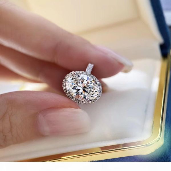 

s925 pure silver paris design ring with 3oct large oval diamond decorate charm women jewelry gift ps6416