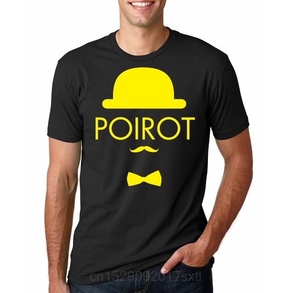 

fashion design men's t-shirt short sleeve custom t-shirt poirot print casual white cotton t-shirt