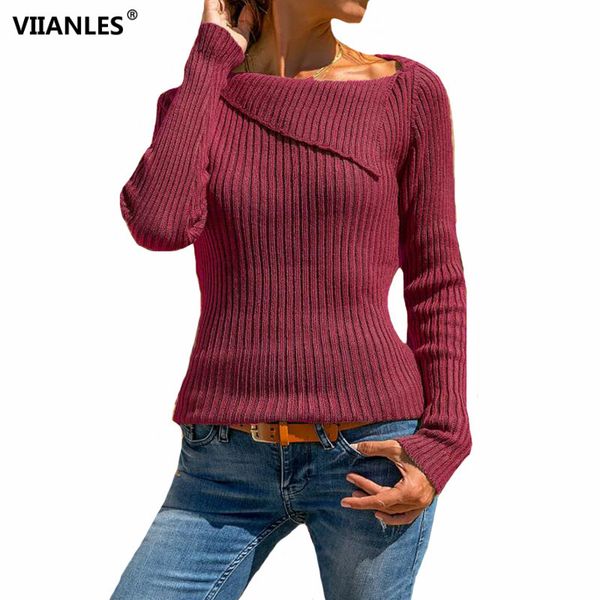 

viianles plus size 5xl knitted sweater woman winter knitting sweater pullovers women long sleeveturndown collar female casual, White;black