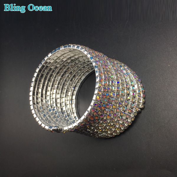 

women multi rows rhinestone elastic bracelet for female crystal heart charm bracelet women bridal wedding fine jewelry gift, Black