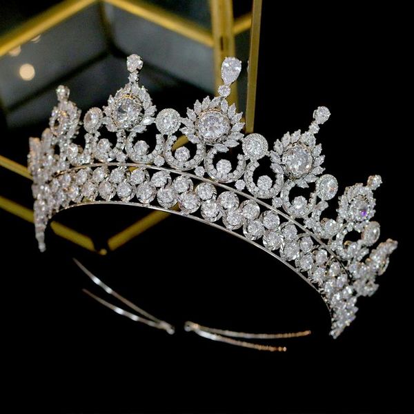 

luxury bridal headband headband 3a crown cubic zirconia wedding accessories bridal party jewelry, Golden;silver
