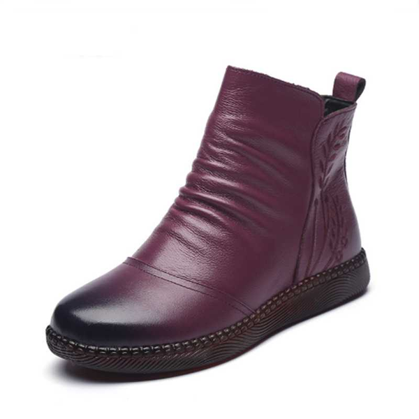 

2020 autumn women shoes leather boots women's fashion winter boots women flat shoes non-slip warm thick-soled 35-41, Black