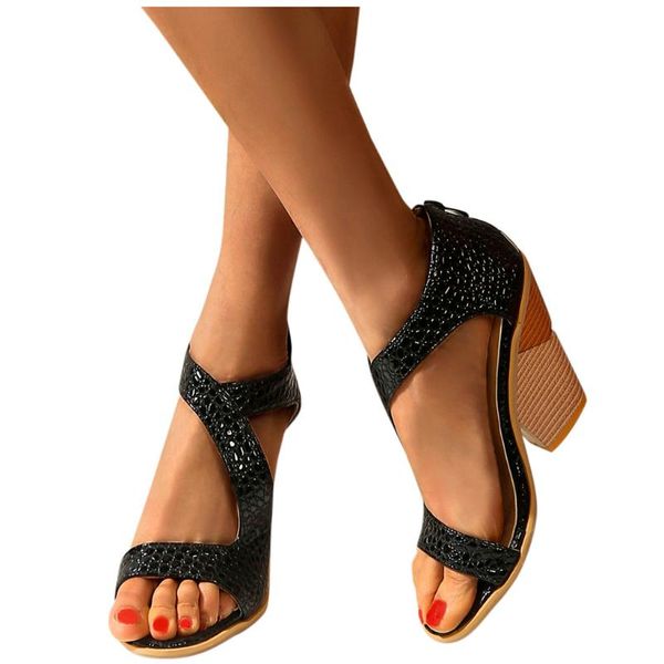 

sagace women sandals 2020 summer ladies casual fashion design fish mouth sandals daily party high heel females shoes, Black