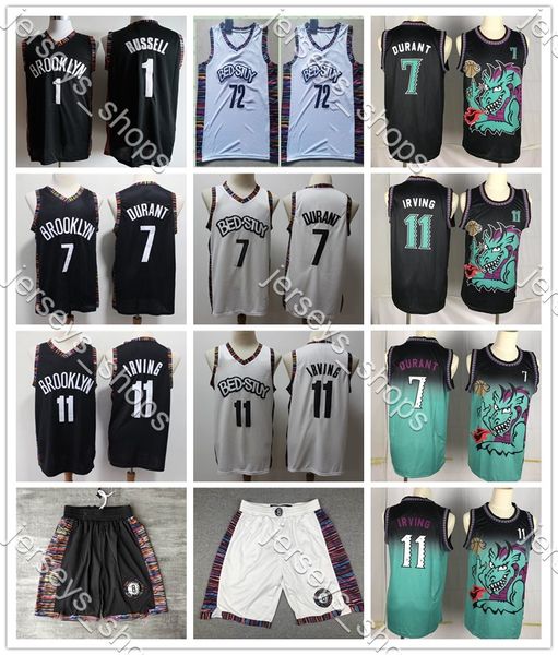 

7 durant 11 irving 72 biggie 1 russell 11 kyrie 72 black 1 dangelo basketball jersey, Black;red