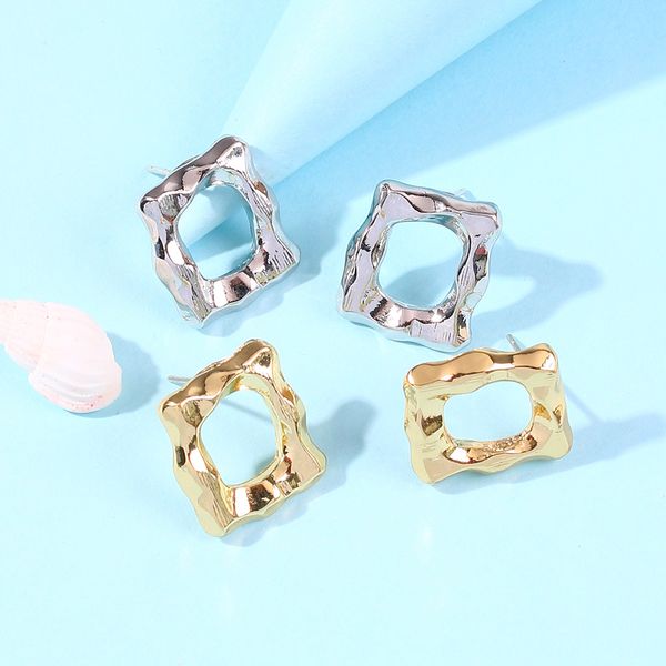 

party fashion trendy gold plated stud fashion jewelry women geometric alloy simple earrings stud for girl gift, Golden;silver