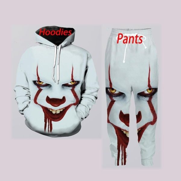 

new fashion mens/womens stephen king it joker funny 3d print casual hoodie+pants s270, Black