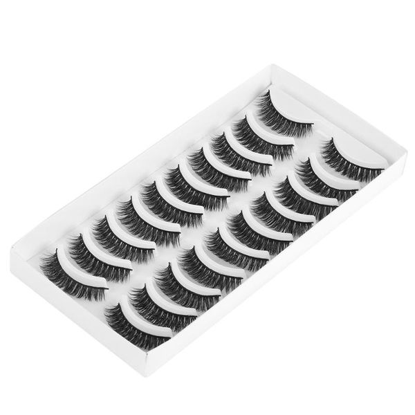 

false eyelashes 10pairs 100% fluffy full strips cruelty-fashion 3d mink hair natural long wispy crisscross lashes makeup