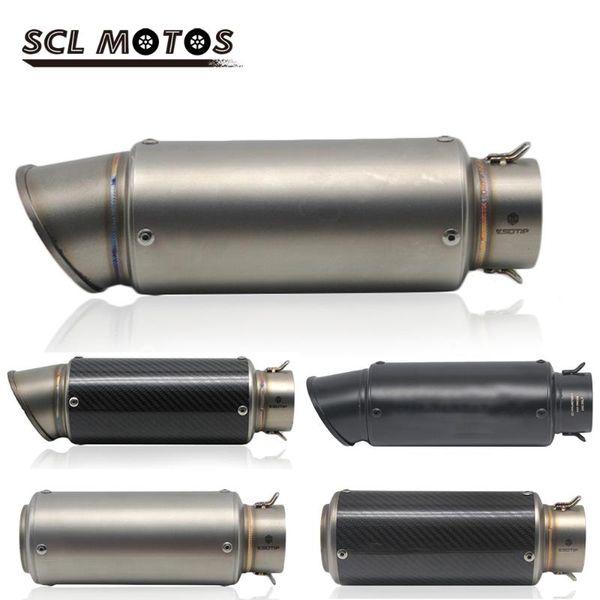 

motorcycle exhaust system scl motos 51mm 61mm carbon fiber muffler pipe sc gp escape moto for z750 r1 r6 s1000rr