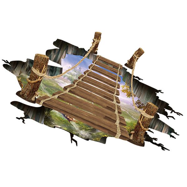

creative 3d suspension bridge wall decoration floor pvc wall stickers
